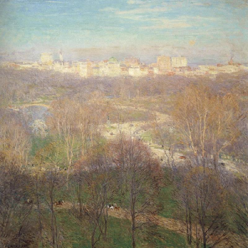 Metcalf, Willard Leroy Early Spring Afternoon-Central Park Norge oil painting art